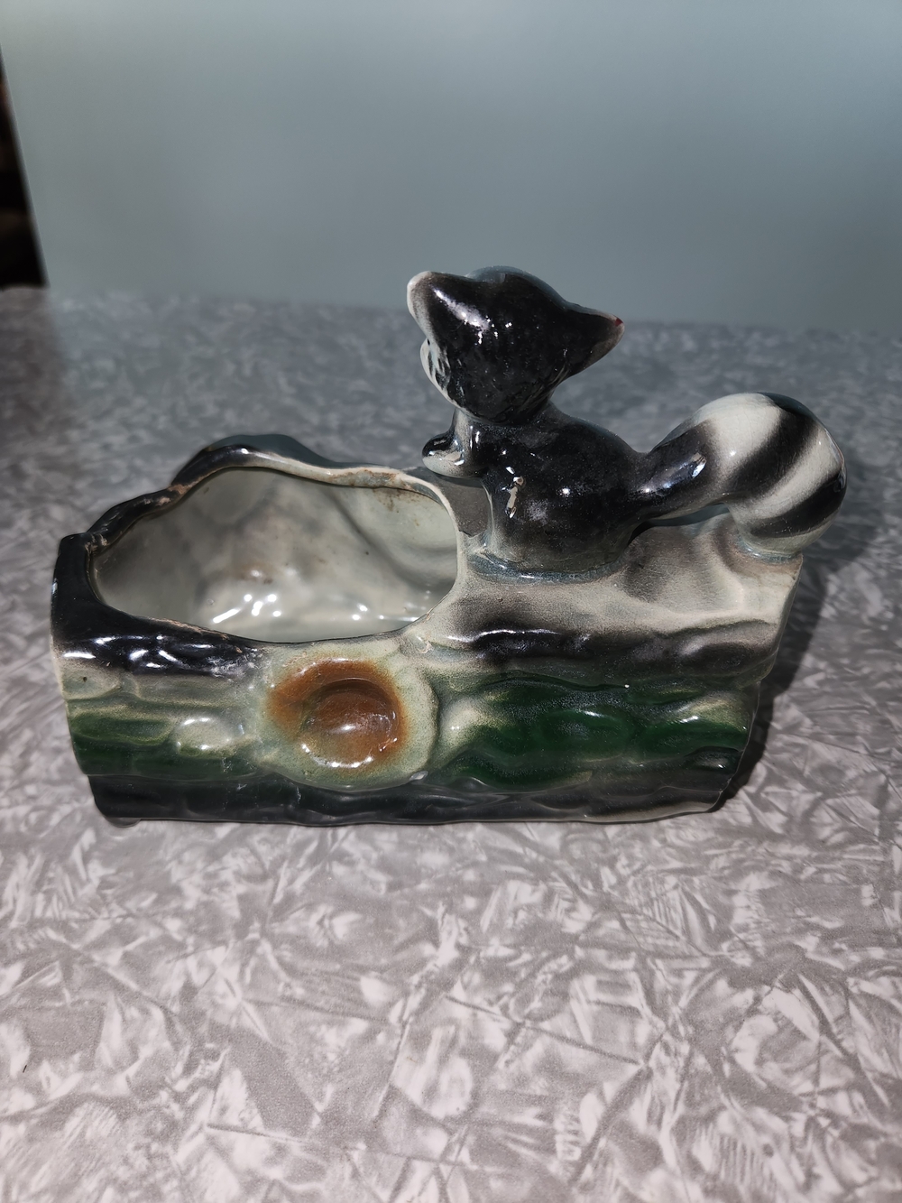 Black and White Raccoon Ceramic Planter - Decorative Home Accent - Picture 4 of 12